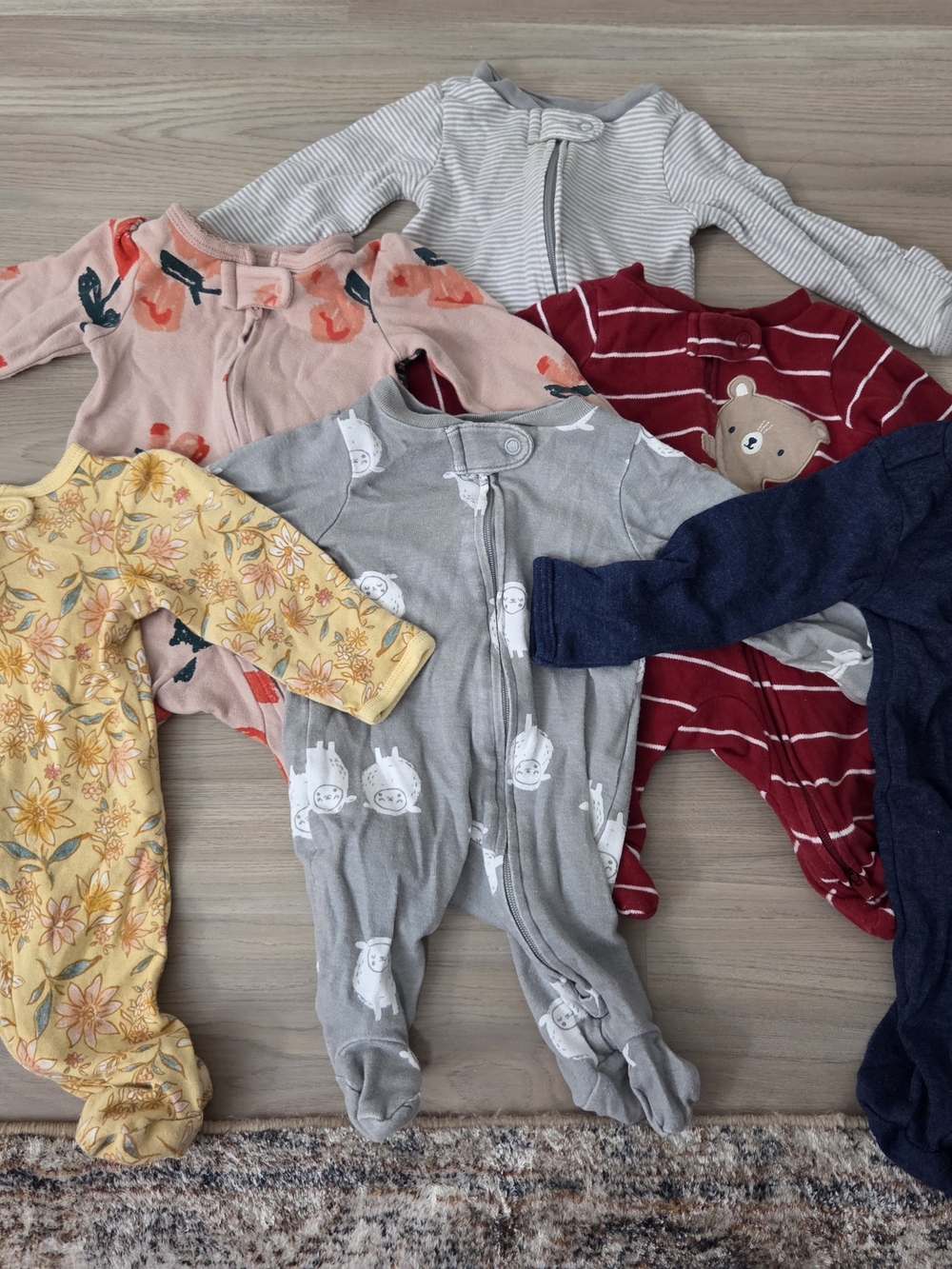 6-Pack Carter's Assorted One-Piece Sleepers in Gray, Pink, Yellow, Red, Navy